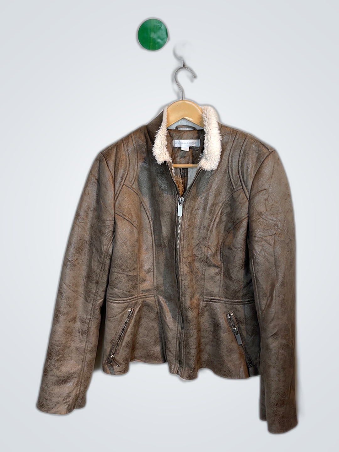 Brown Leather Jacket with Fur Collar