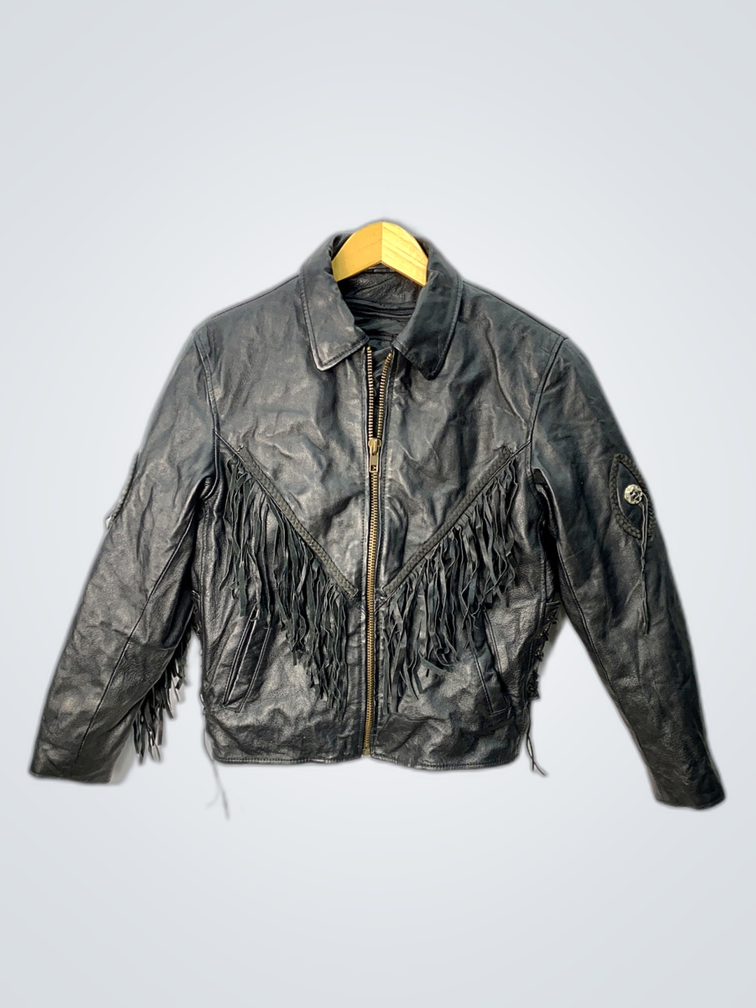 Veste en cuir à franges en plaque de diamant