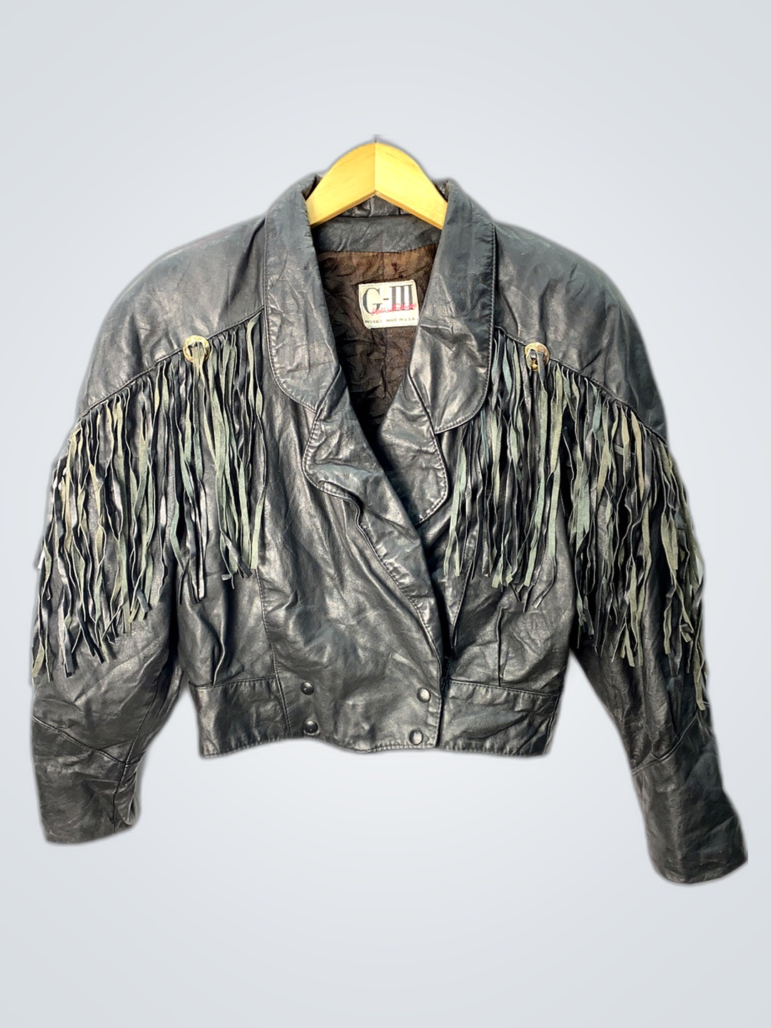 C-III Veste en cuir à franges