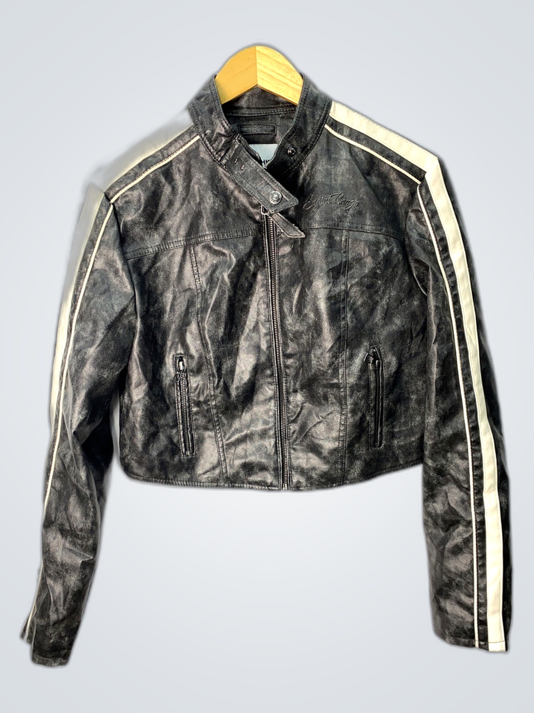 Giacca in pelle grigia Bershka