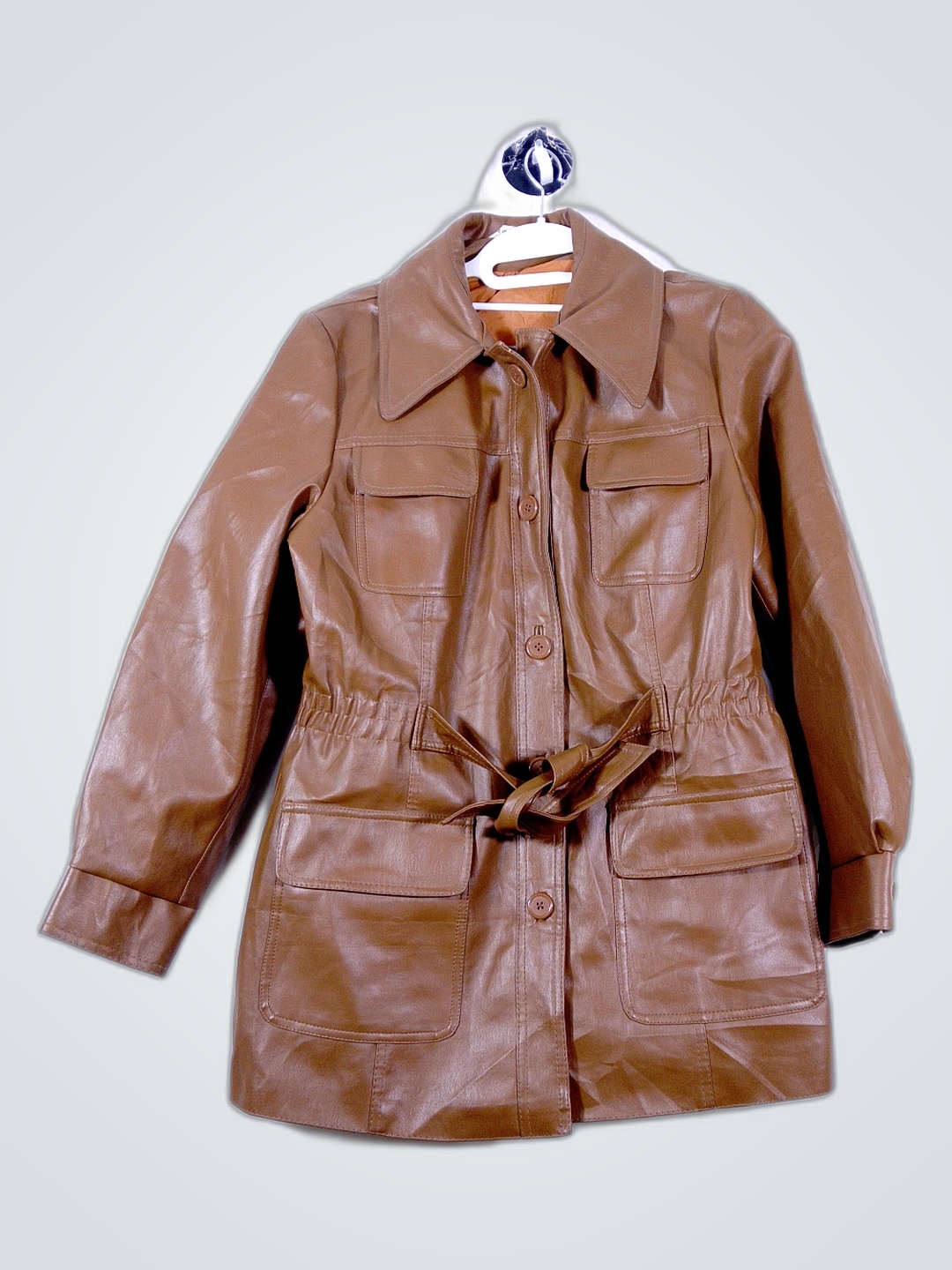 Manteau en cuir marron