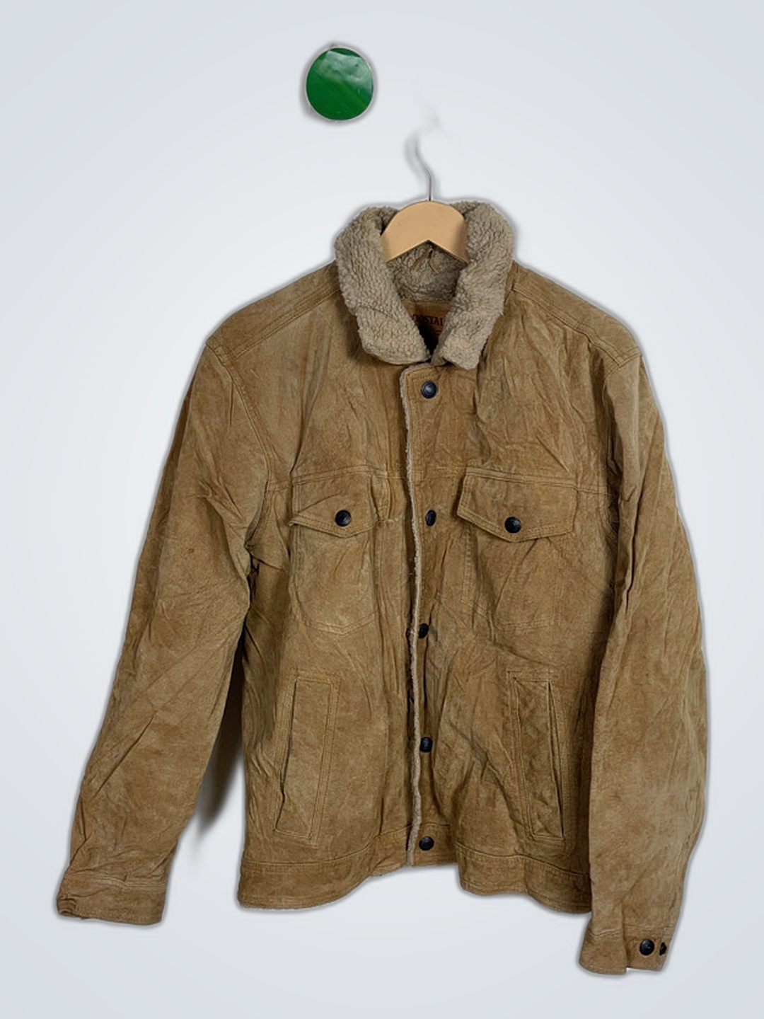 Aeropostale Brown Suede Jacket with Fur Collar