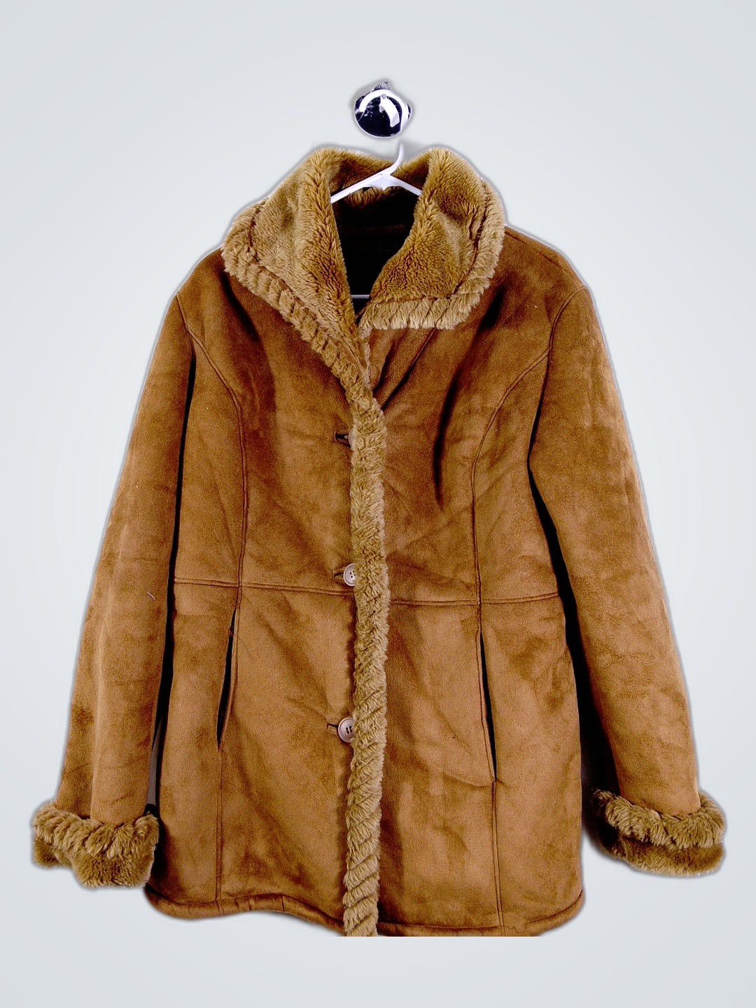 FUDA Brown Fur-Trimmed Coat