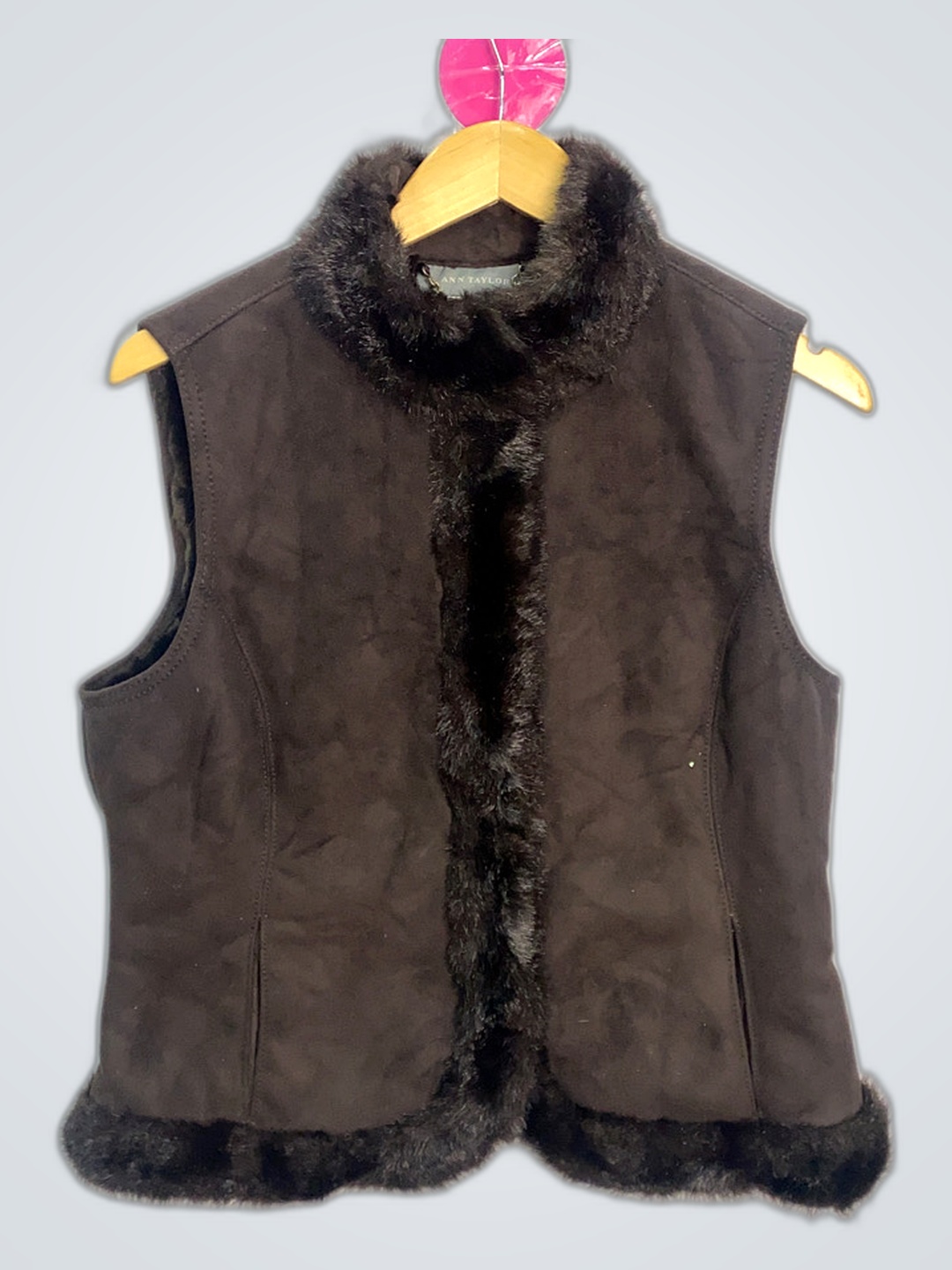 Ann Taylor Fur-Trimmed Vest