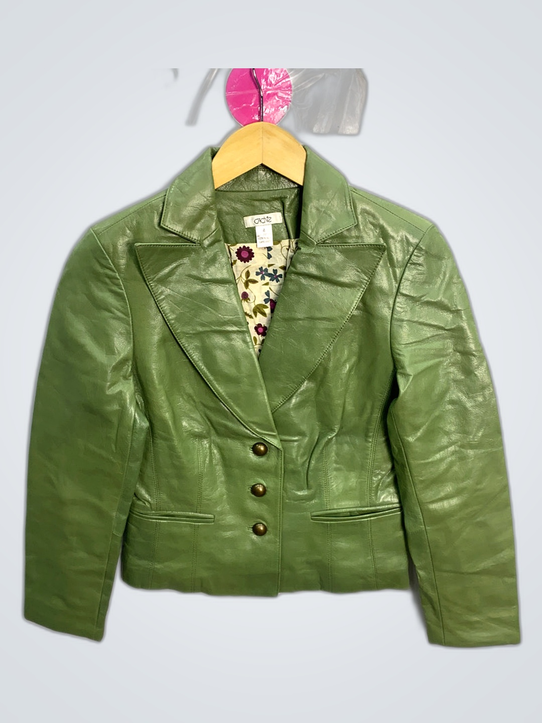 Veste en cuir verte
