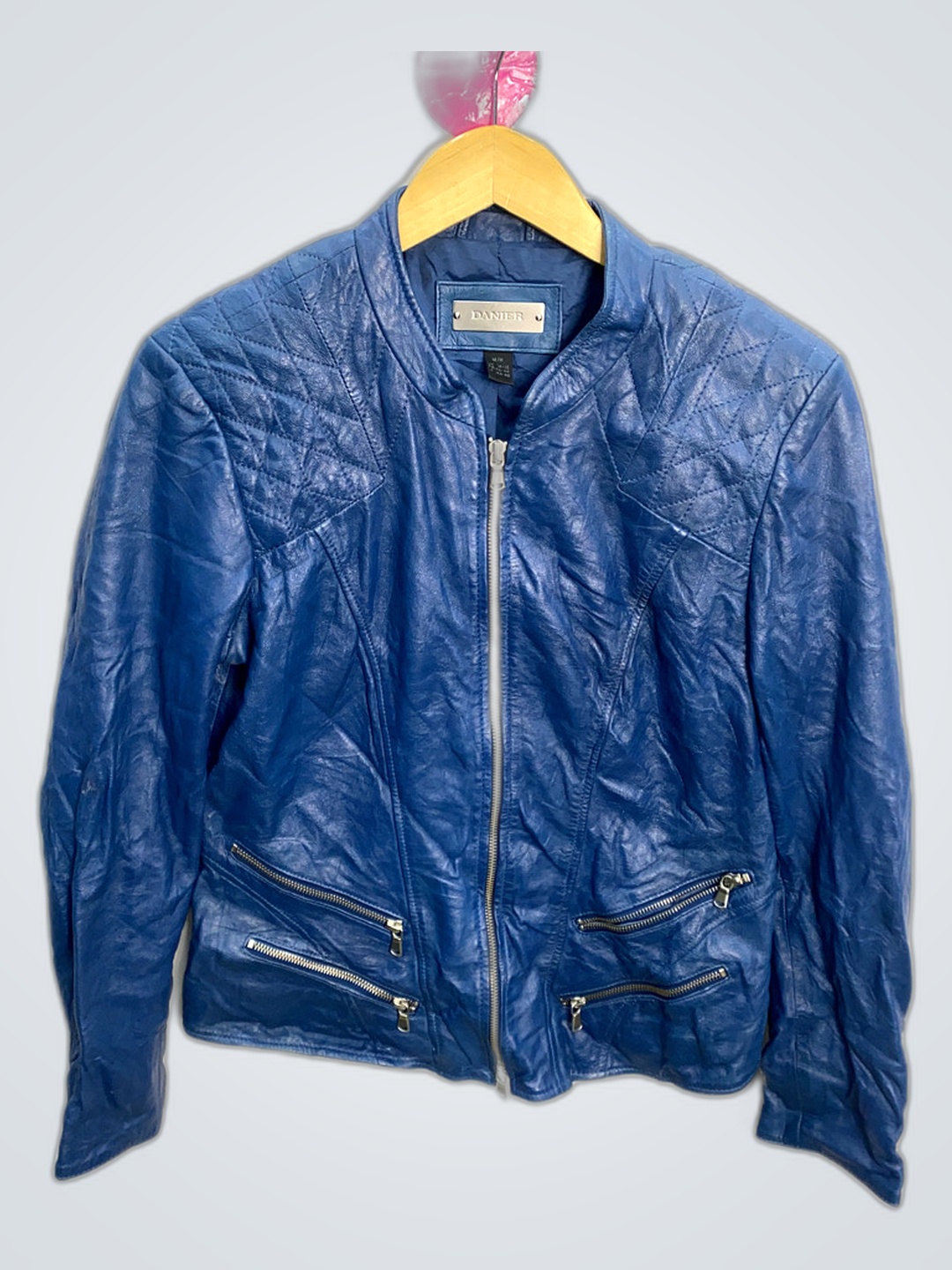 Veste en cuir bleu Danier