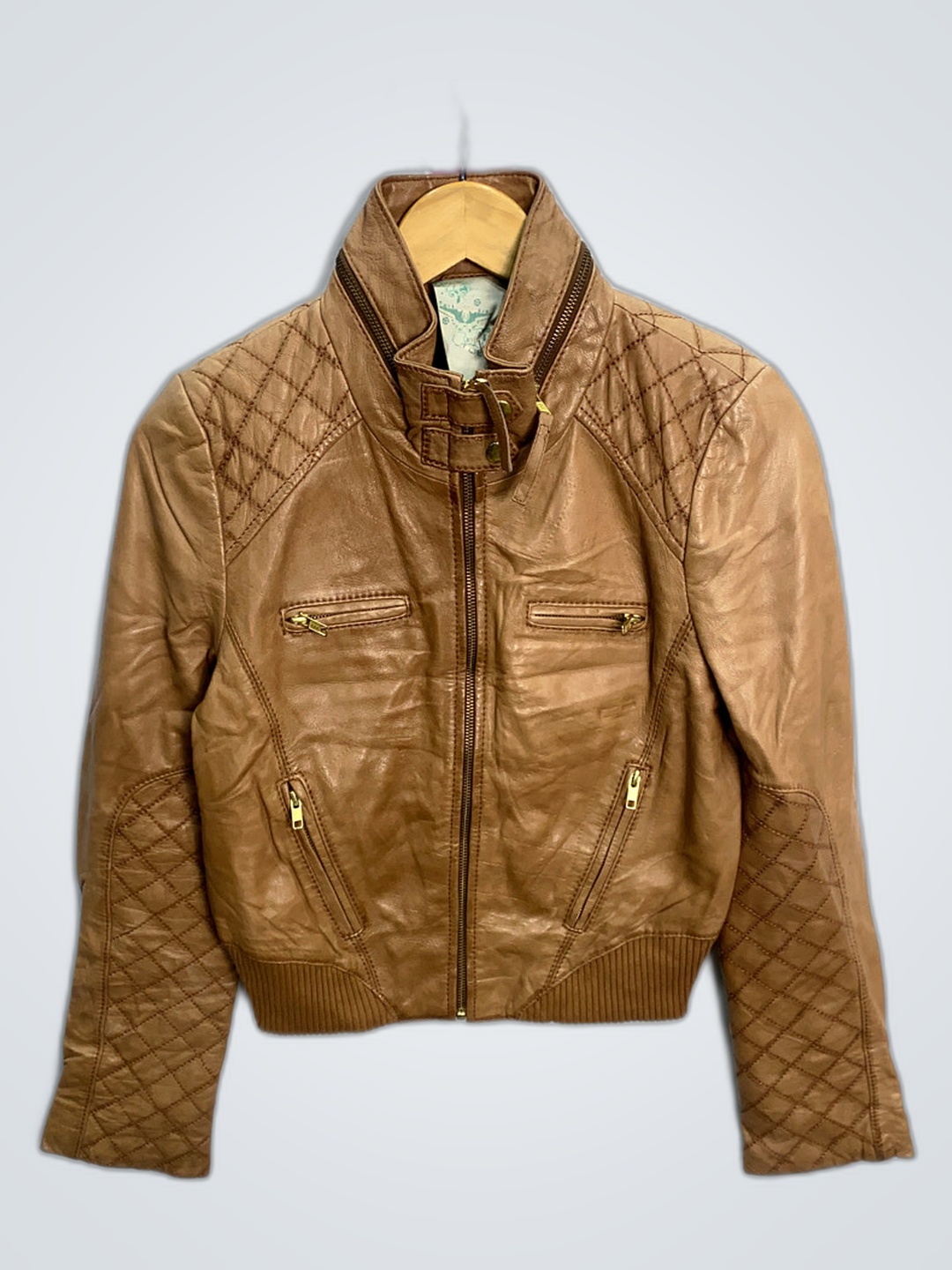 Veste en cuir marron