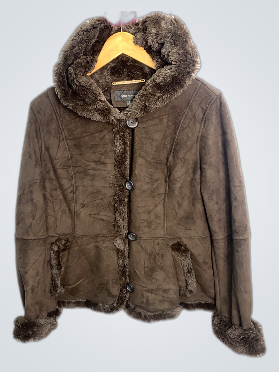 Jones New York Brown Faux Fur Jacket