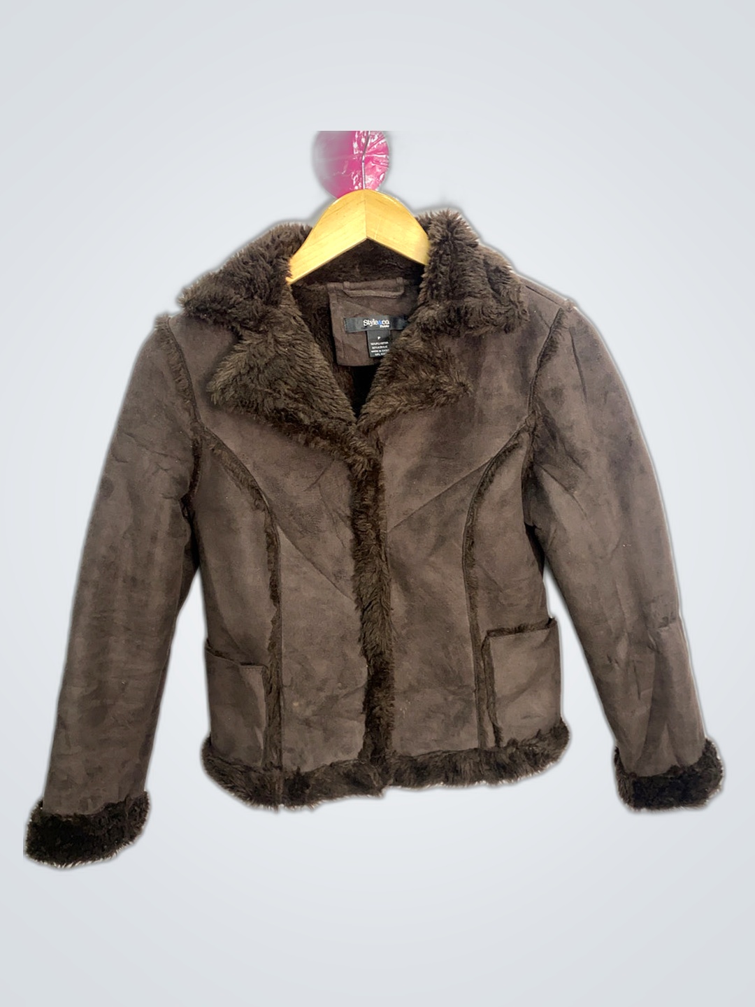Veste en fausse fourrure marron