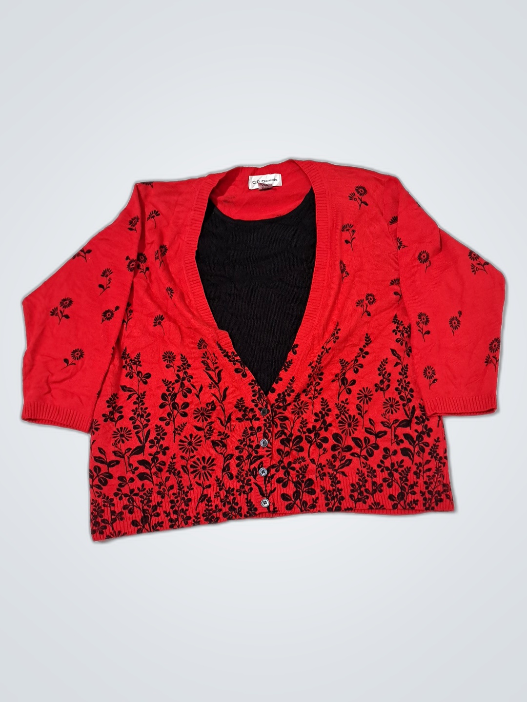 Red Floral Cardigan