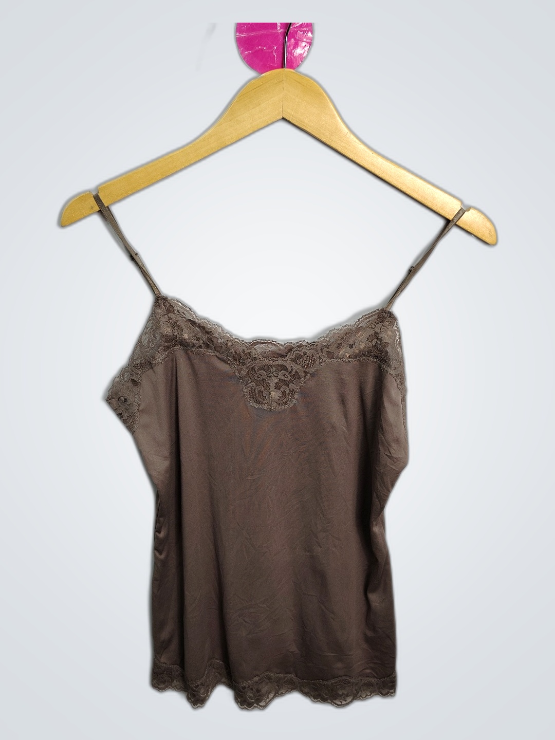 Brown Lace-Trimmed Camisole