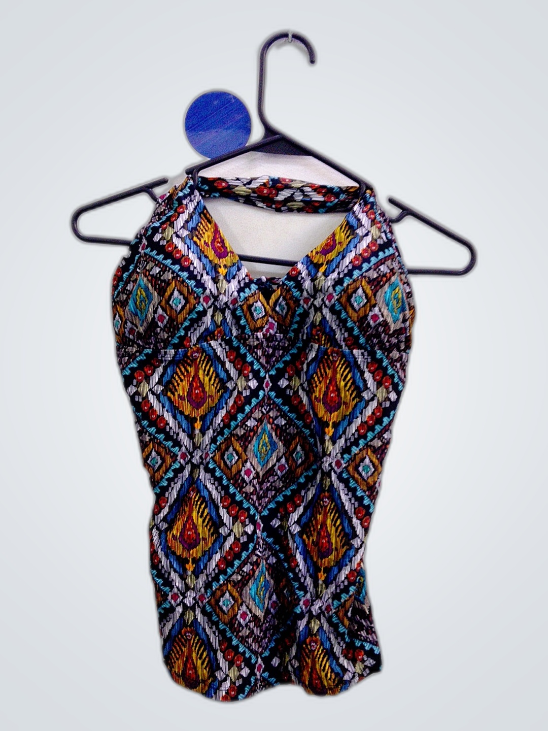 Top Halter Com Padrão Multicolorido