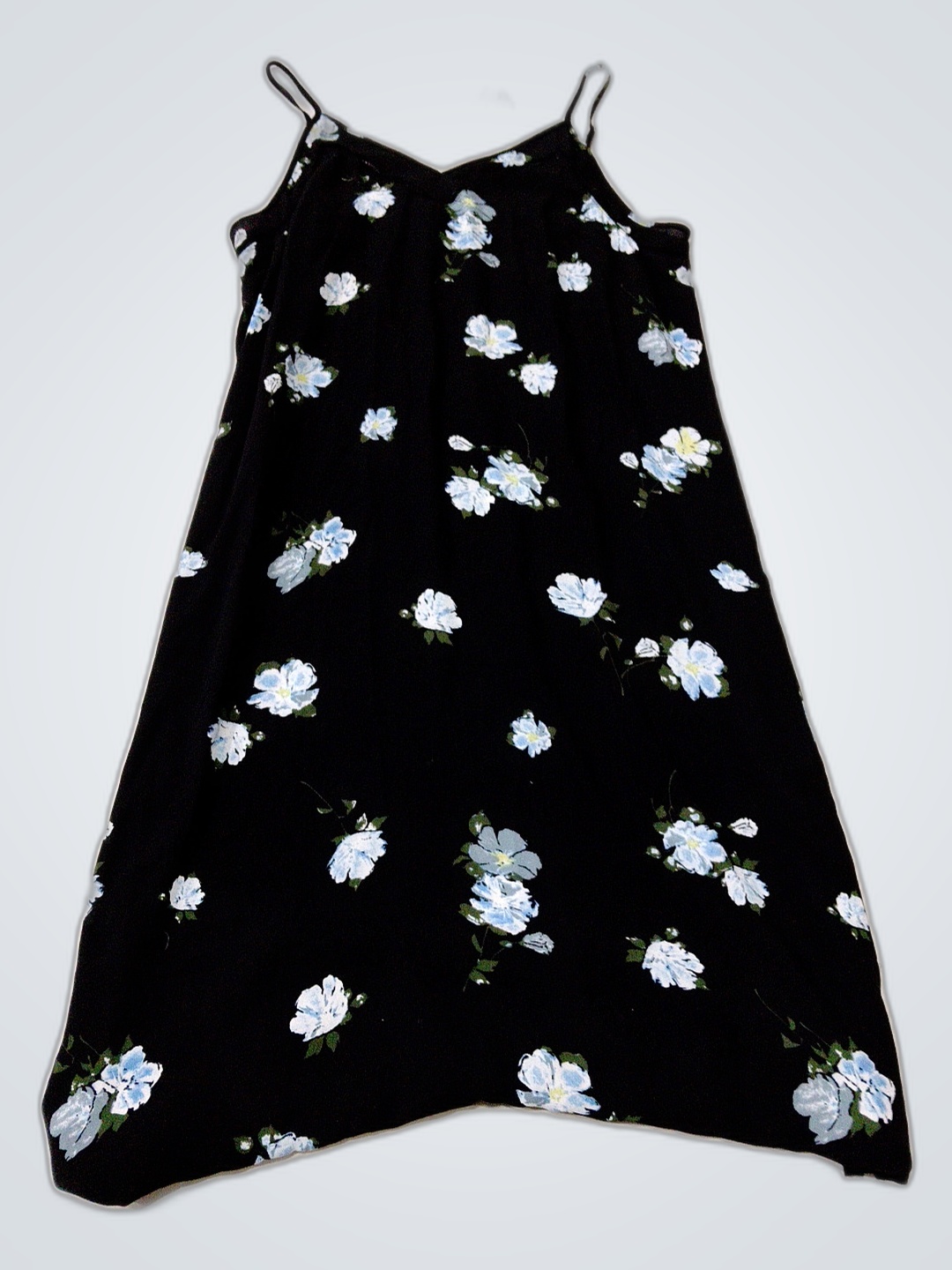 Schwarzes florales Maxikleid