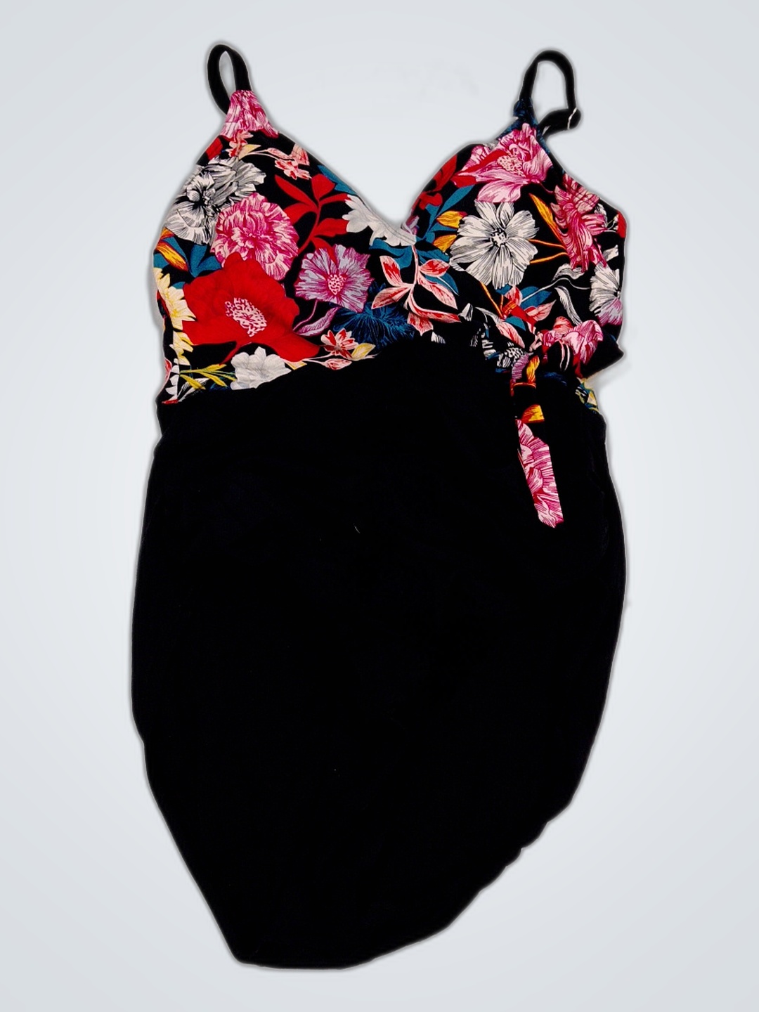 Maillot de bain une pièce noir avec haut fleuri