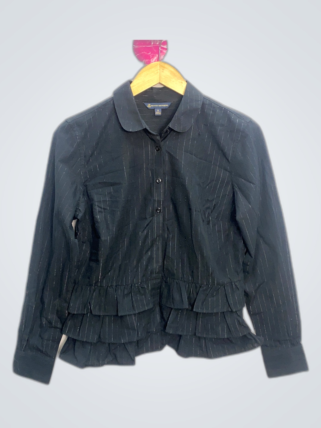 Blusa nera con volant Brooks Brothers