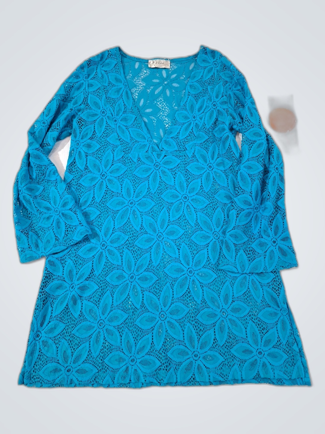 J. Valdi Blue Lace Top