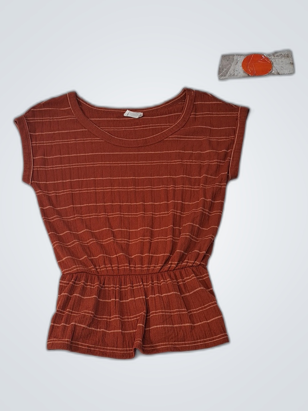 Sienna Sky Orange Striped Romper