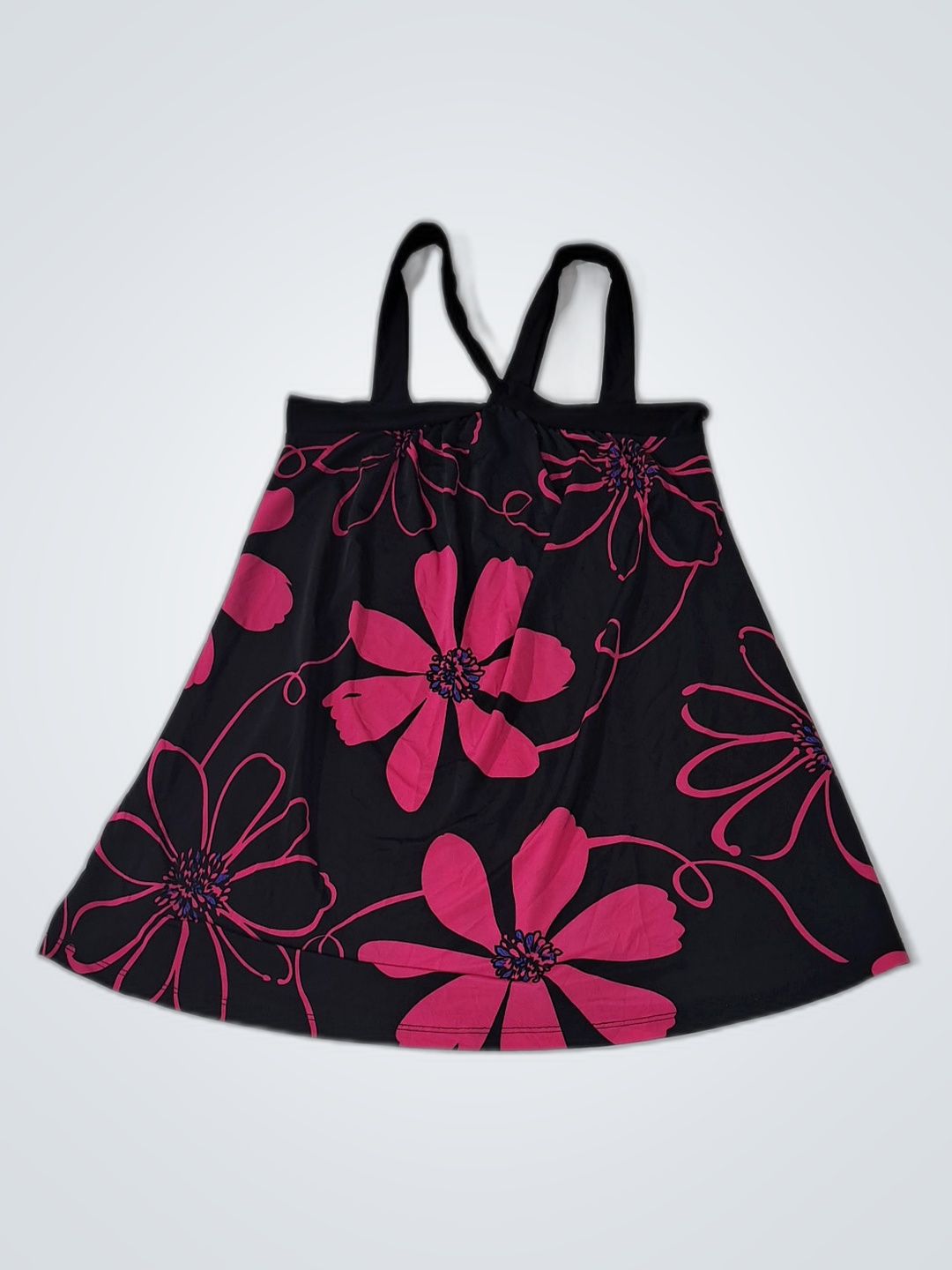 Schwarzes und Pinkes Blumen Kleid