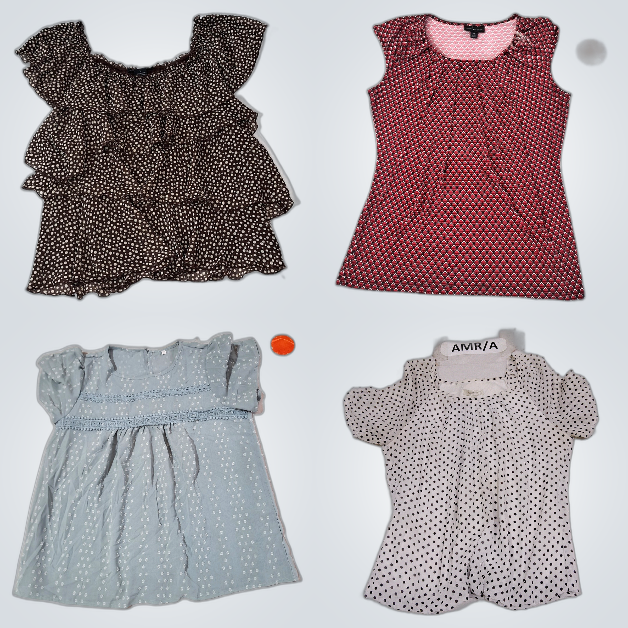 Polka Dot & Printed Blouse Bundle: Wrapper, Portma..