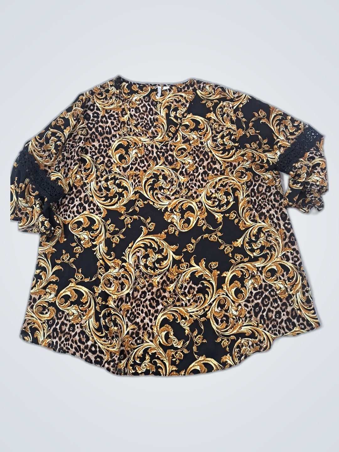 Bluse mit Leoparden- und Blumenmuster