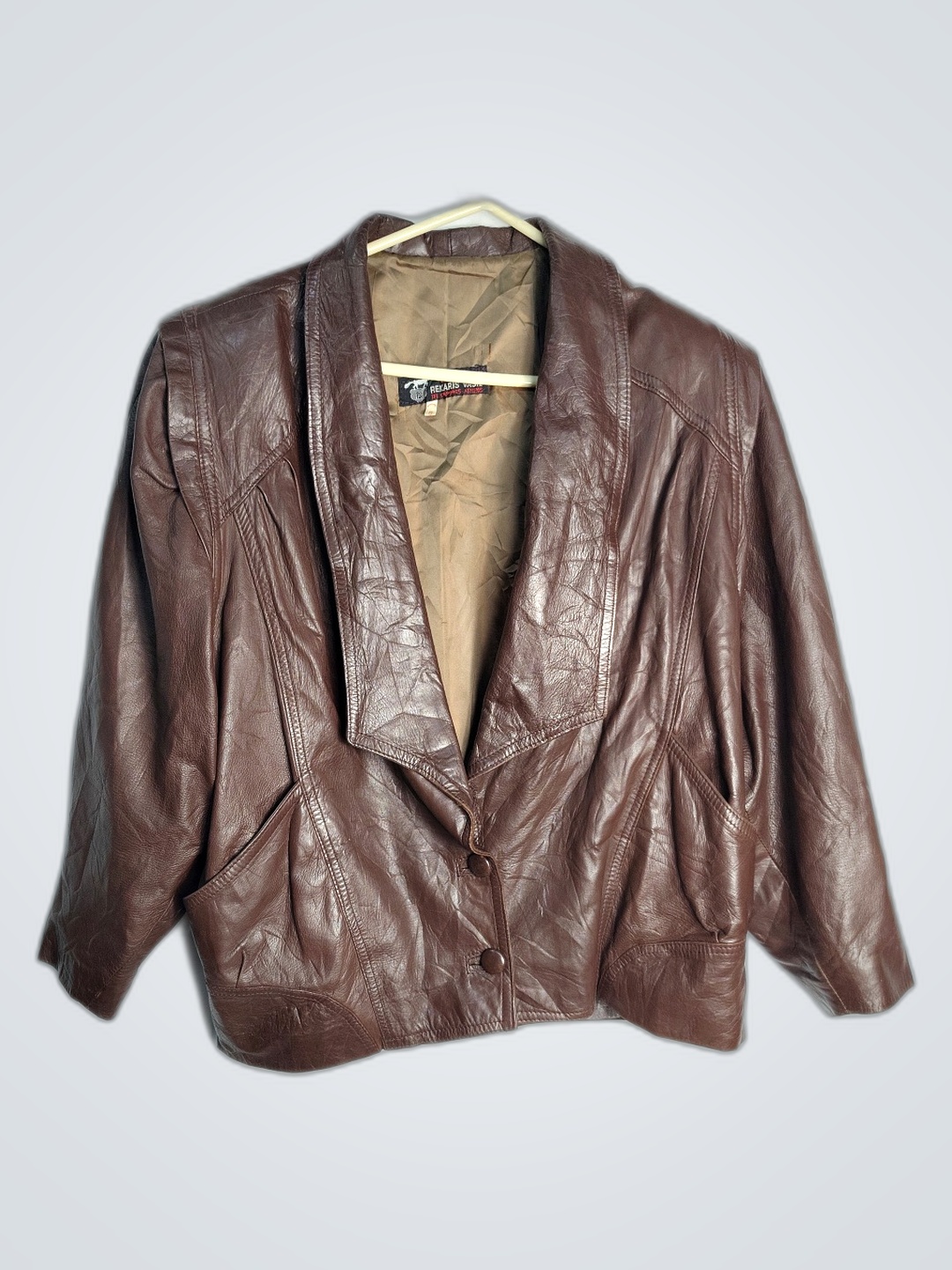 Veste en cuir marron