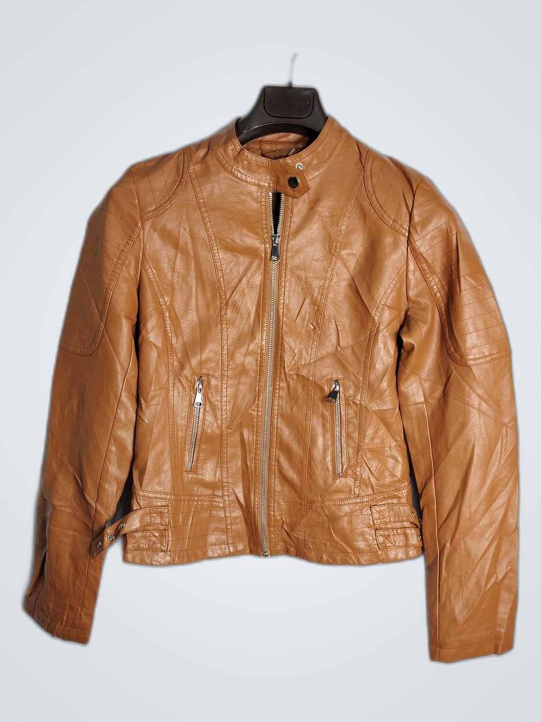 Veste en cuir marron