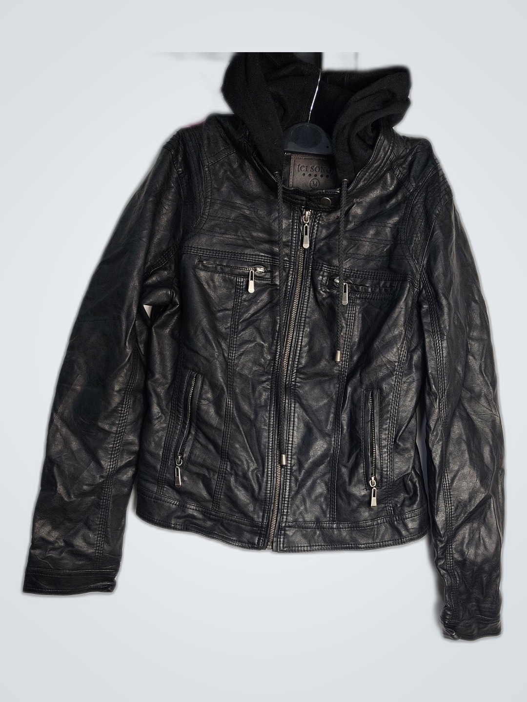 GI SONO Veste en cuir noir