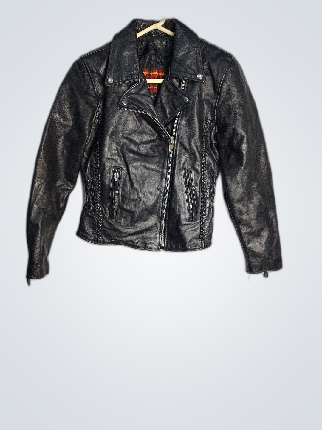 Veste de moto en cuir noir
