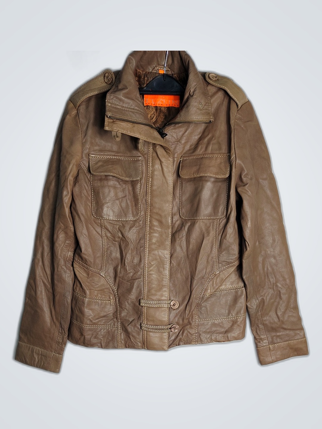 Veste en cuir marron