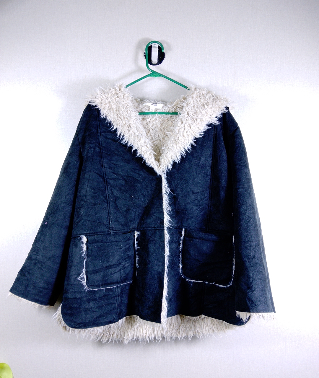 Navy Blue Faux Fur Jacket