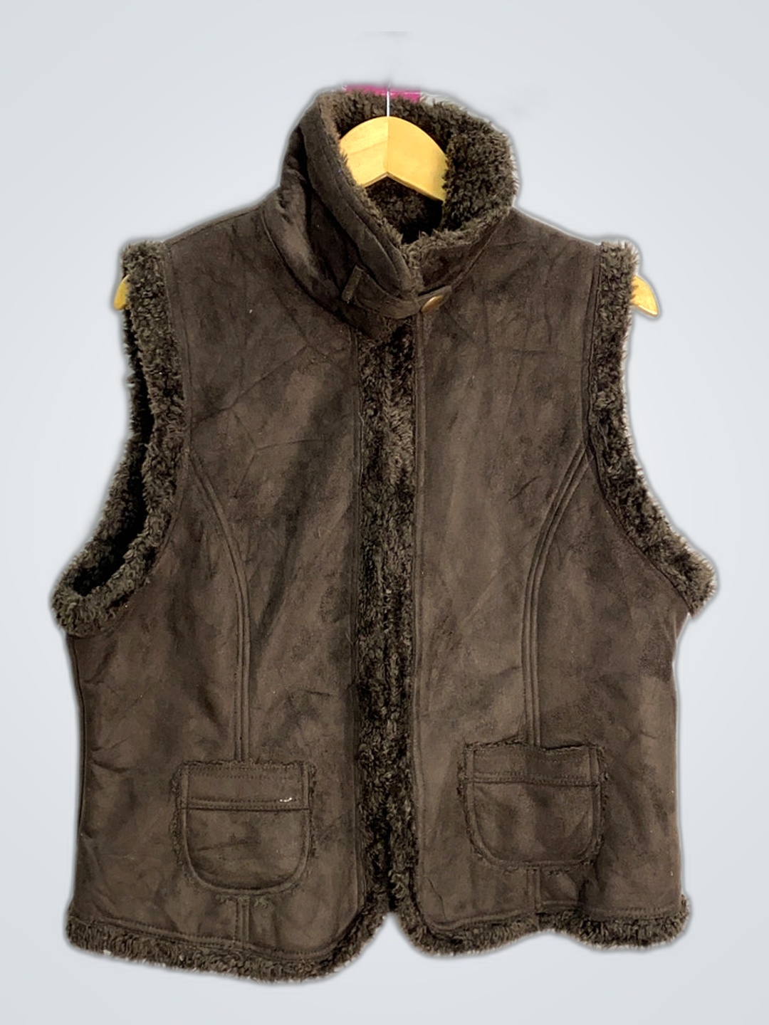 Veston en fausse fourrure marron