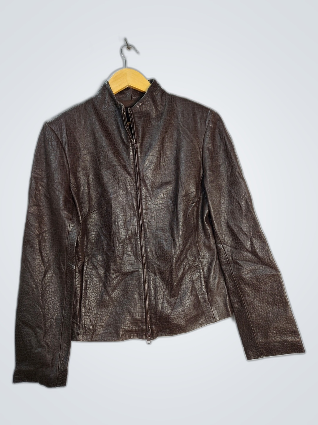 Veste en cuir marron