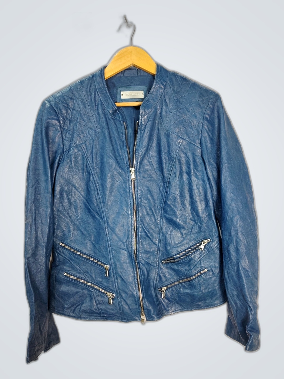 Veste en cuir bleu Danier
