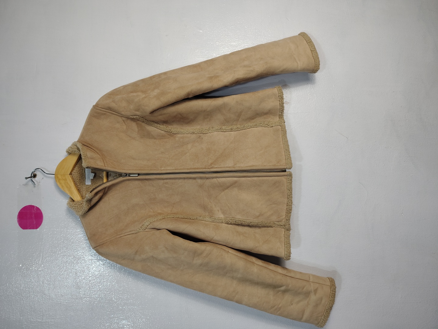 Charter Club Beige Faux Suede Zip-Up Jacket