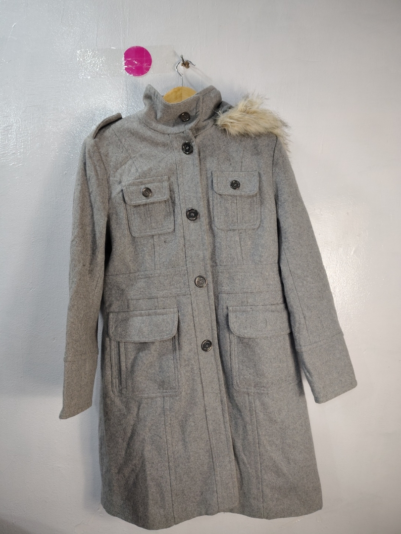 Imperméable gris doublé en fourrure