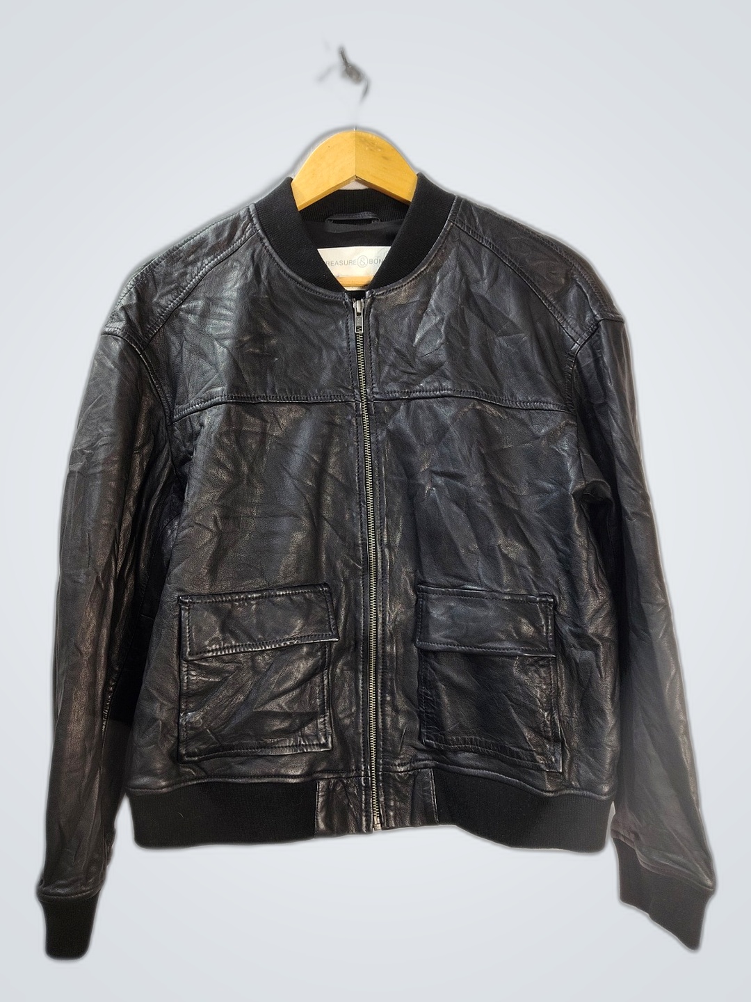 Veste bomber en cuir noir Treasure & Bond