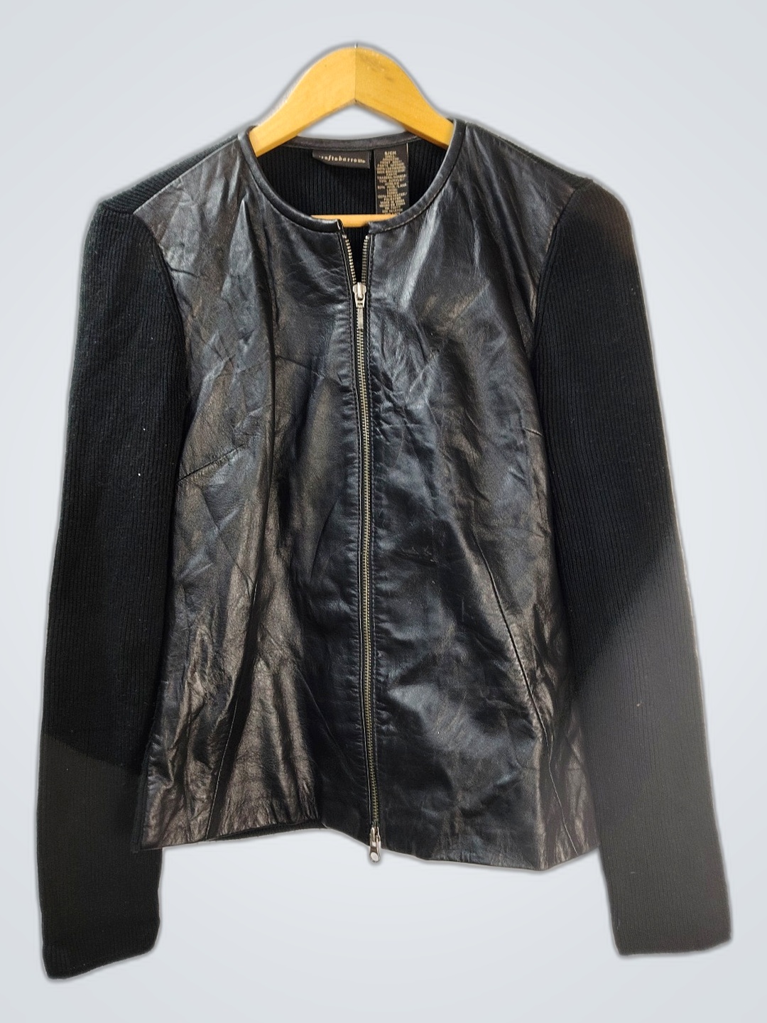 Veste en tricot à manches en cuir noir Croft & Bar..