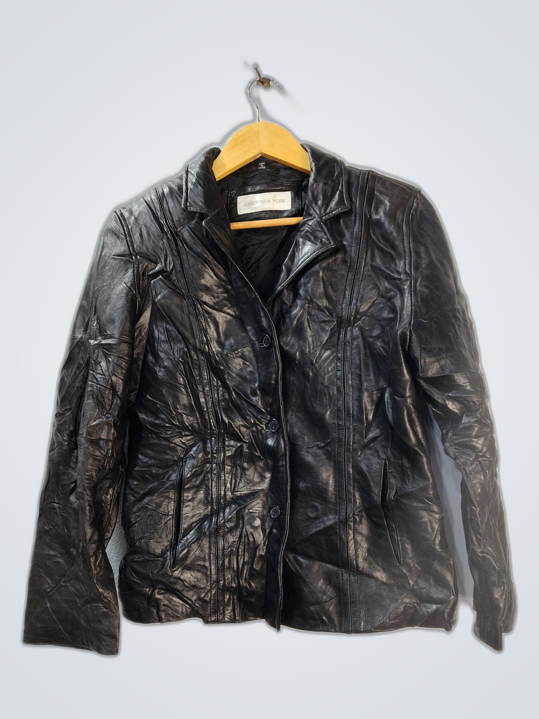 Veste en cuir noire Jones New York