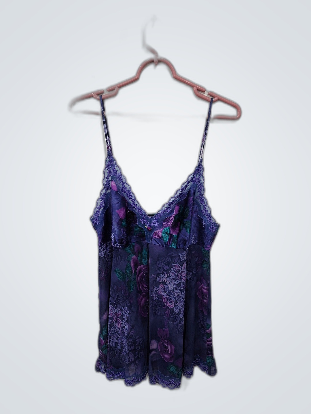 パープルフローラルレースキャミソールトップ