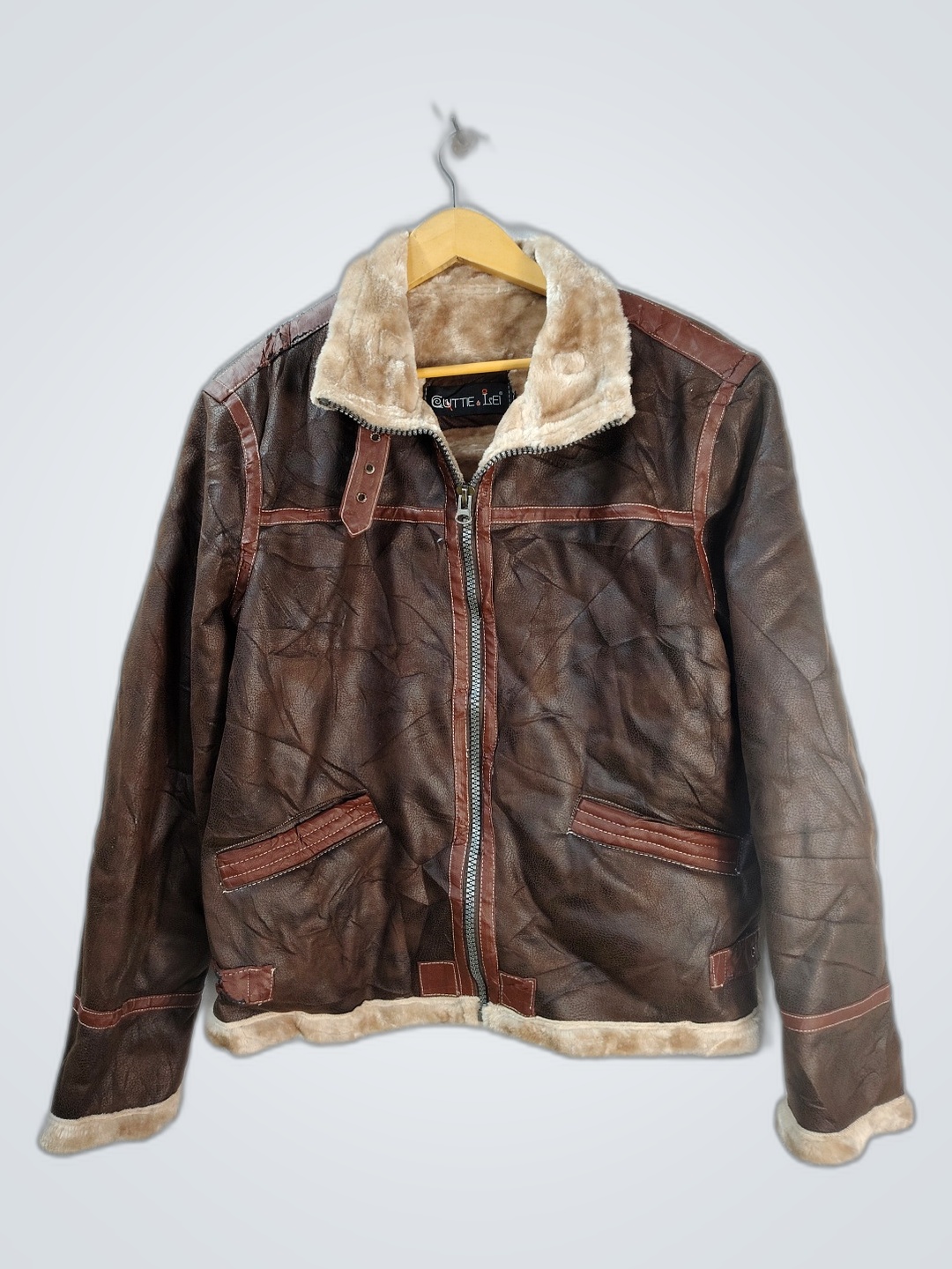 Cuttie & Lei Braune Leder Bomberjacke