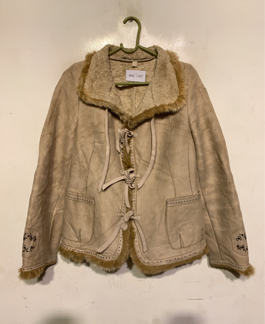 Tan Fur-Trimmed Jacket