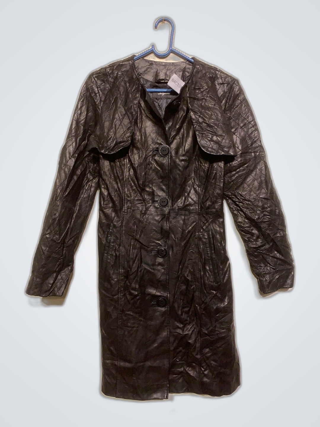 Chigalli Black Leather Trench Coat