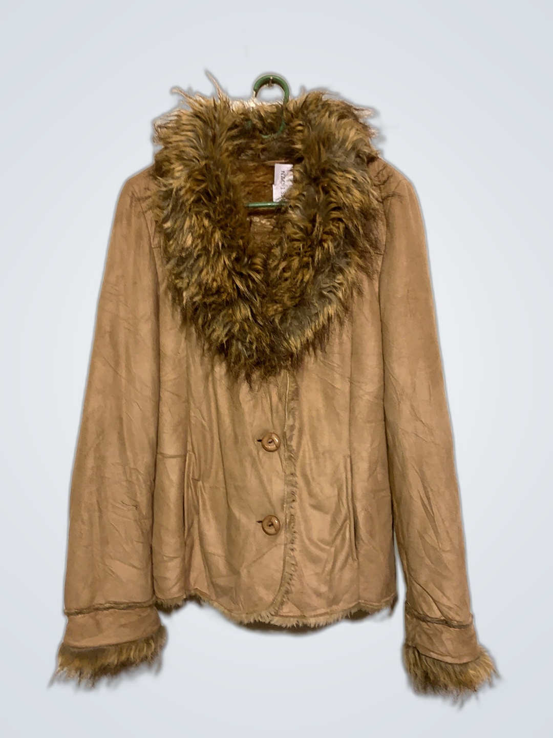 Tan Fur-Trimmed Jacket