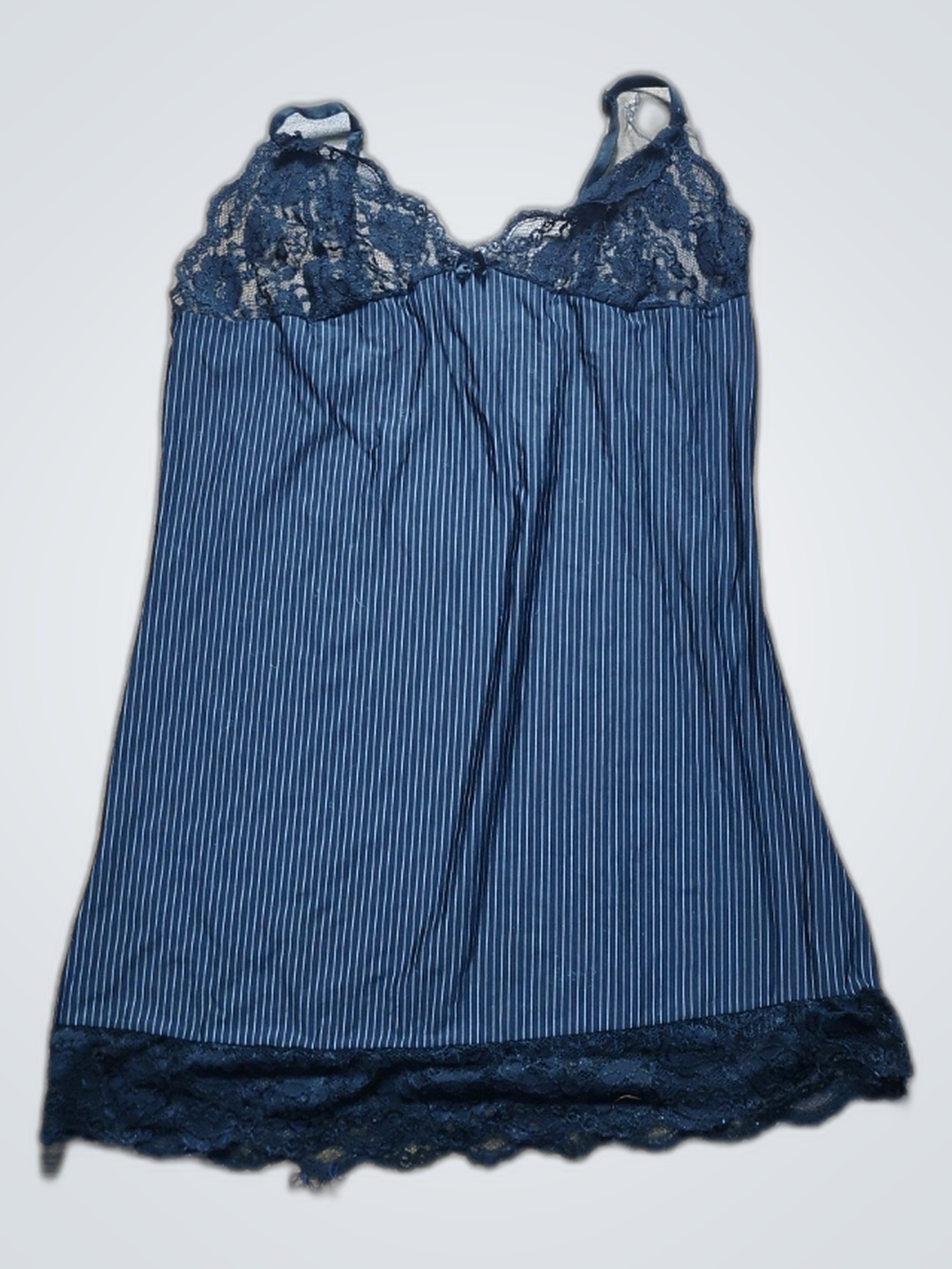 Women's Navy Blue Lace Trim Chemise