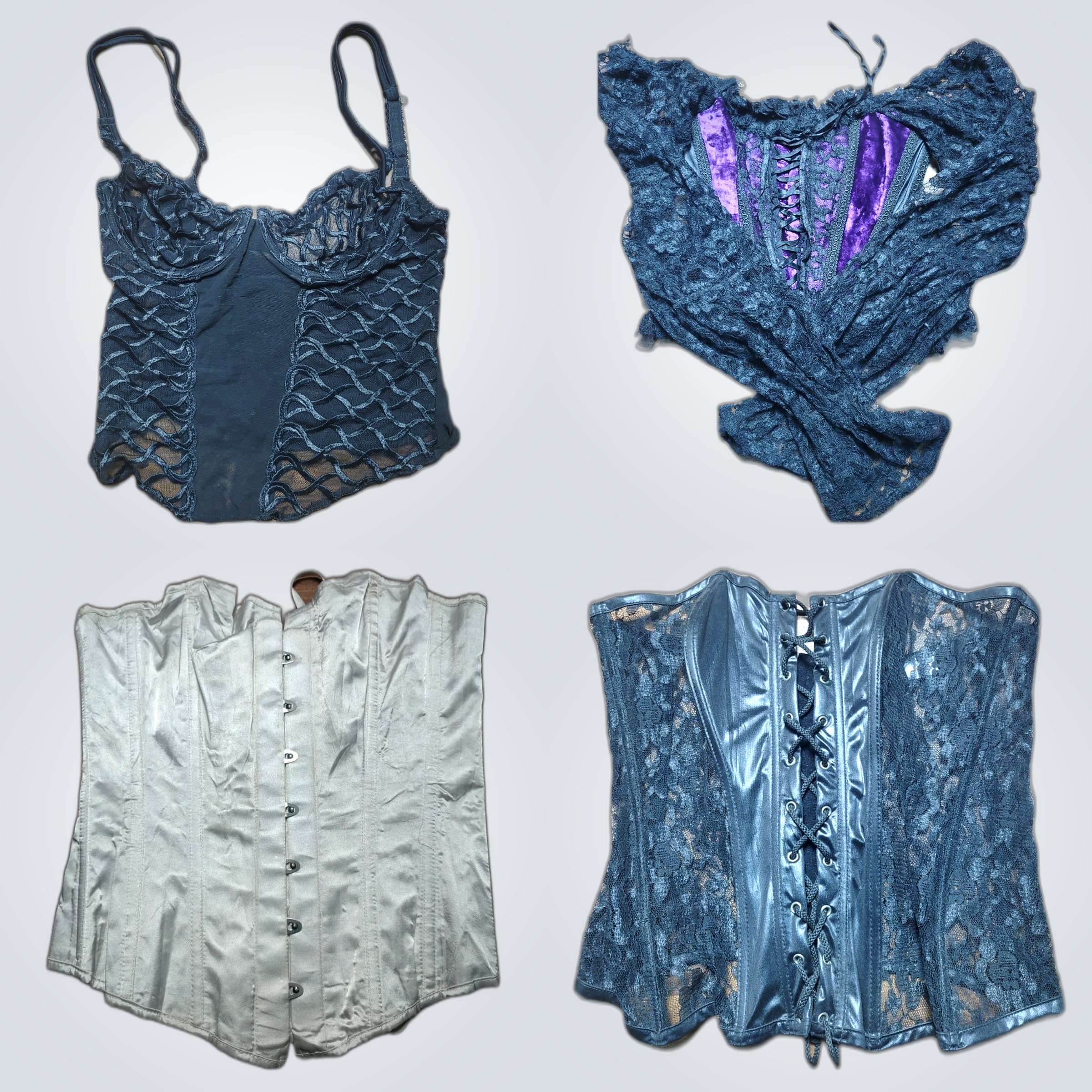 Ensemble de corsets en velours et dentelle 8 pièce..