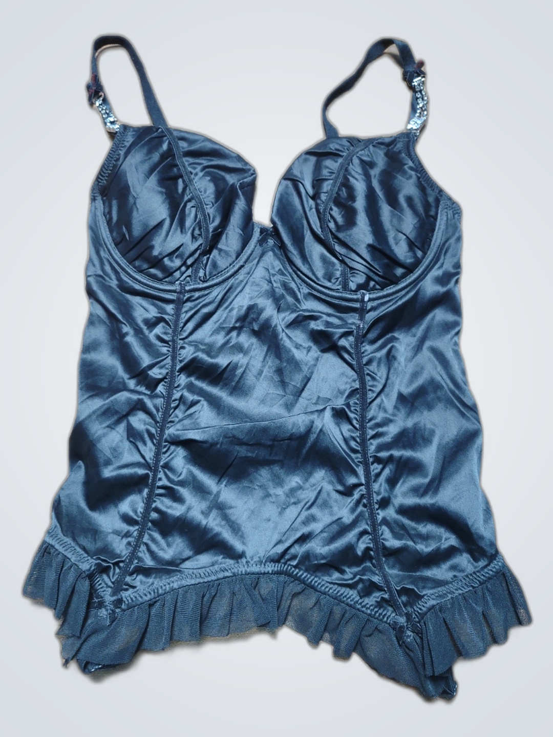 Top de Corpete de Seda Preta