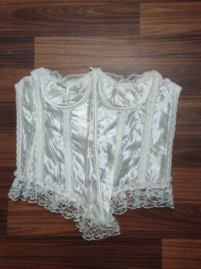 Women's White Satin Corset Top