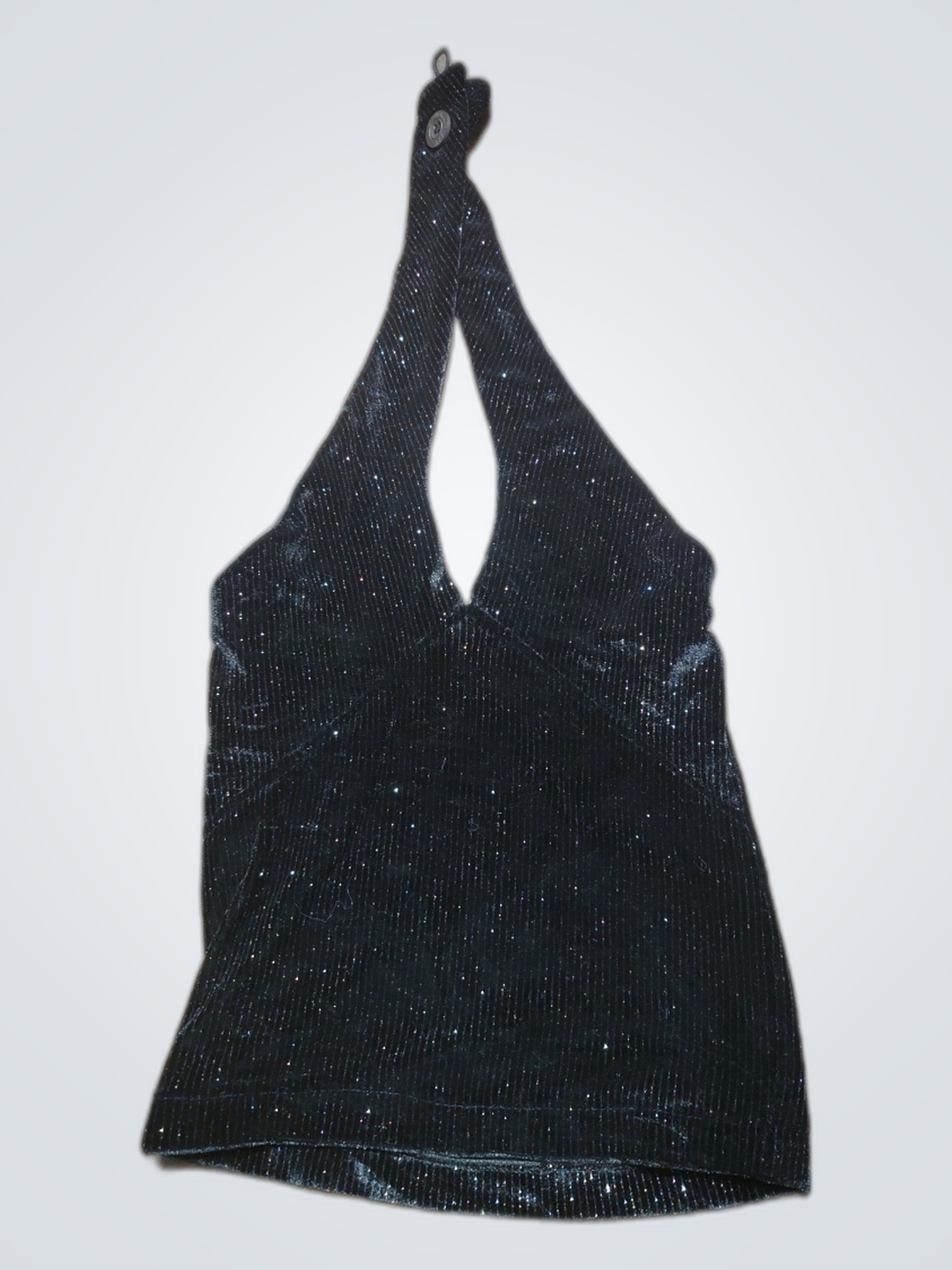 Schwarzes Pailletten-Haltertop