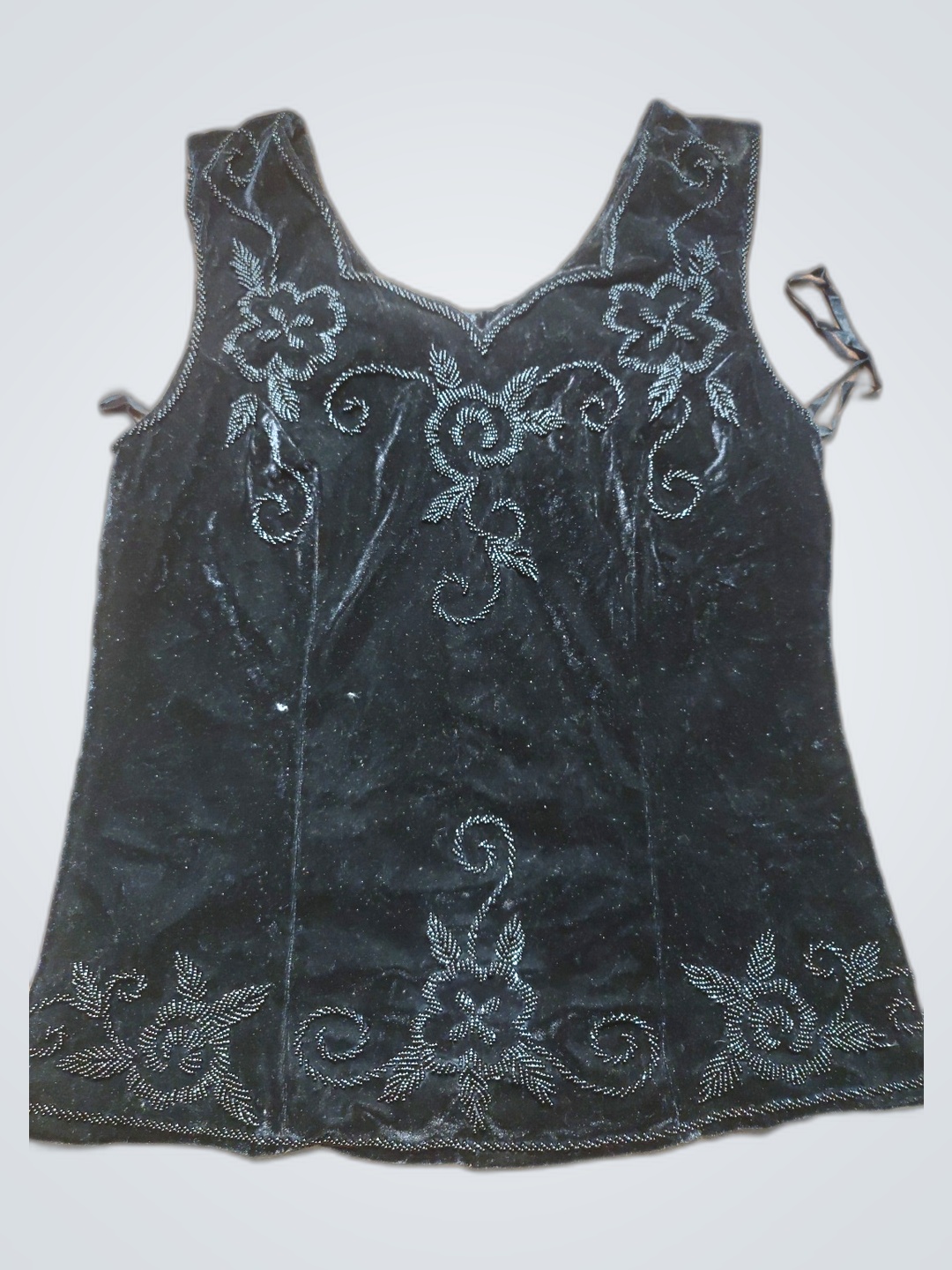 Schwarze Samt Perlenweste