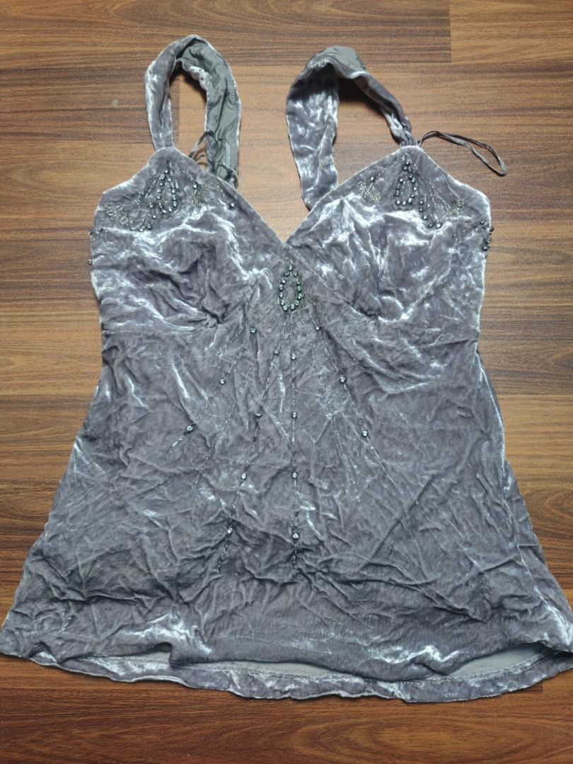 Gray Velvet Top